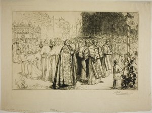 Opnieuw binnenkomen van de processie in de kathedraal van Nantes
