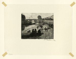 De paardenvijver bij de Pont Marie, plaat tien uit Le Long de la Seine et des Boulevards