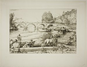 De drinkplaats bij Pont Marie door Louis Auguste Lepère