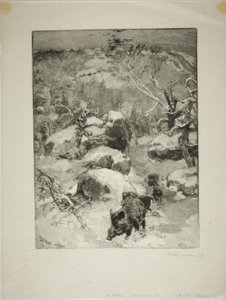 Winter: Klif Cuvier-Châtillon door Louis Auguste Lepère