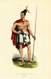 Maori-hoofdman van Houa-Houa (Uawa), Tolaga Bay, Noordereiland, Nieuw-Zeeland door Louis Auguste de (after) Sainson