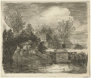 Hengelaars bij een rivier door Louis Bernard Coclers