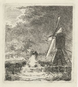 Molen in een polderlandschap door Louis Bernard Coclers