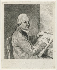 Portret van de kunstenaar Johannes Janson, tekenend door Louis Bernard Coclers
