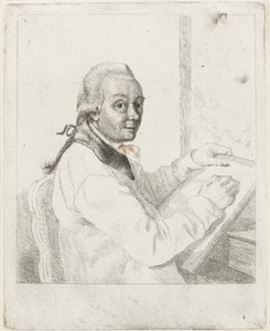 Portret van de kunstenaar Johannes Janson, tekenend door Louis Bernard Coclers