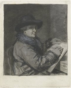Portret van de kunstenaar Johannes Janson, tekenend door Louis Bernard Coclers