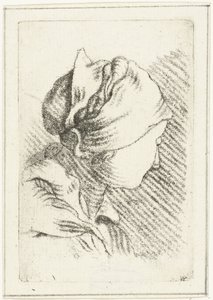Studieblad met een vrouwenhoofd met hoofddoek door Louis Bernard Coclers