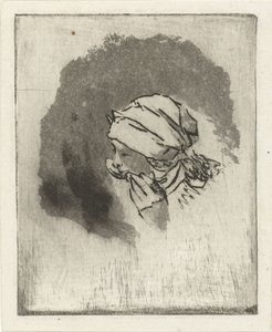 Studieblad met het hoofd van een etend meisje in profiel naar links door Louis Bernard Coclers
