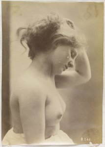 Studie van een vrouwelijk naakt, buste van opzij gezien, het haar omhoog houdend door Louis Bonnard