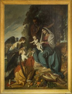 Engelen voeden de Heilige Familie