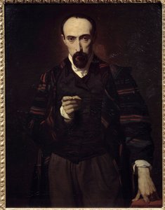 Portret van Achille Deveria (1800-1857) schilder en graveur. Schilderij door Louis Boulanger (1806-1867) door Louis Boulanger