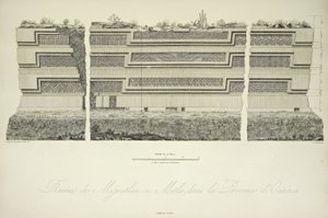 Ruïnes van Miguitlan of Mitla, in de provincie Oaxaca, illustratie uit 