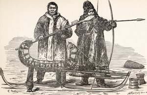 Inheemse Buryats uit de Buryat Republiek, Rusland, uit Van Parijs naar Peking over Siberische Sneeuwen door Victor Meignan, gegraveerd door Smeeton-Tilly (Burne Smeeton (fl.1840-60) en Auguste Tilly (d.1898)) door Louis Breton