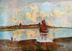 Maldon, vanaf Heybridge, Essex, 1924-1926 door Louis Burleigh Bruhl