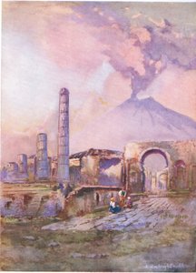 Pompeii: Vesuvius in de verte, uit Hutchinsons Pittoresk Europa gepubliceerd door Hutchinson & Son, ca. 1930