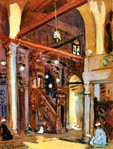 Interieur van de al-Muayyad Moskee, Caïro, Egypte door Louis Cabanes