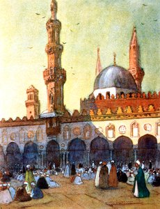 De Moskee van Al-Azhar, Caïro, Egypte door Louis Cabanes