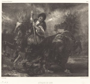 Aanval van de leeuw door Louis Candide Boulanger
