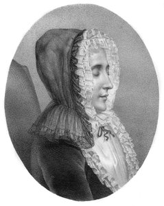 Portret van Madame du Deffand - Marie de Vichy-Chamrond, Marquise du Deffand door Louis Carrogis (after) Carmontelle