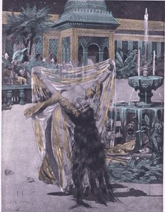 De dochter van de Sultan van Babylon danst, illustratie uit Decameron van Boccaccio gepubliceerd door Navarre Society 1930