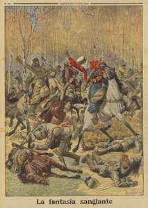 Algerijnse goumiers van het Franse leger verslaan een grotere groep Duitse cavalerie, Eerste Wereldoorlog door Louis Charles (after) Bombled
