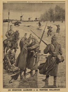 Duitse legerdeserteurs worden aangehouden aan de Nederlandse grens, Eerste Wereldoorlog door Louis Charles (after) Bombled