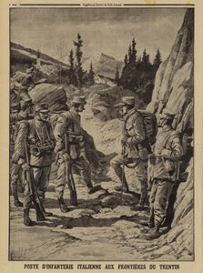 Italiaanse infanteriepost aan de grens van Trentino, Eerste Wereldoorlog
