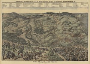 Panoramisch uitzicht op het slagveld van Verdun, Frankrijk, Eerste Wereldoorlog