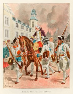 Bombled Louis (1862 - 1927); Generaal Louis Joseph (Louis-Joseph) van Montcalm (1712-1759) gewond werd teruggebracht naar Quebec na de Slag om de Vlakte van Abraham op 13 september door Louis Charles Bombled