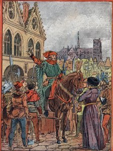 Etienne Marcel, provoost van de kooplieden (1315-1358) verwerft het Maison des Pillars op de Place de Greve in juli 1357 door Louis Charles Bombled