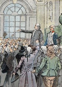 Franse Revolutie: De afgevaardigde Jean Sylvain Bailly werd verkozen tot burgemeester van Parijs op 15/07/1789 in aanwezigheid van La Fayette - Illustratie door Louis Charles B door Louis Charles Bombled