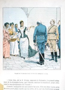 Generaal Duchesne en zijn officieren bij de ceremonie van het bad van Koningin Ranavalona III, uit 