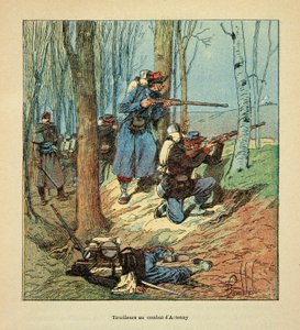 Franse Tirailleurs in gevecht bij Artenay op 10 oktober 1870 door Louis Charles Bombled