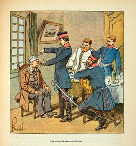 Het leger van de Loire door Eugene Sergent, alias Grenest, geïllustreerd door Louis Bombled (1862-1927) (Frans-Duitse Oorlog; campagne van 1870-1871): Een scène van slaapwandelen, Privécollectie door Louis Charles Bombled
