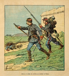 Officier en mobiel van de Cher in de slag bij Toury (Eure et Loire) op 5 oktober 1870, privécollectie