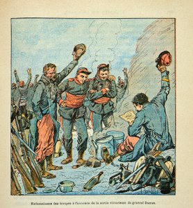 De soldaten van de Armee de la Loire enthousiast bij de aankondiging van de overwinning van generaal Ducrot door Louis Charles Bombled