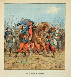 De Slag bij Coulmiers op 9 november 1870, de dood van kolonel Couderc de Fonlongue door Louis Charles Bombled