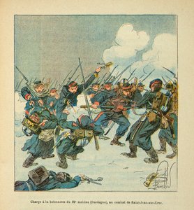 De Armee van de Loire: aanval met de bajonet van de 22e mobiele (Dordogne) in de slag bij Saint Jean sur Evre in januari 1871