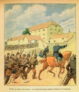 Het Oostelijke Leger van Eugene Sergeant, bekend als Grenest, geïllustreerd door Louis Bombled (1862-1927) (Frans-Duitse Oorlog; campagne van 1870-1871): Verdediging van de stad Dijon op 30 oktober