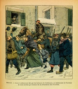 Januari 1871, Hericourt, enthousiasme van de inwoners van Couthenans voor commandant Vaulchier en zijn mannen door Louis Charles Bombled