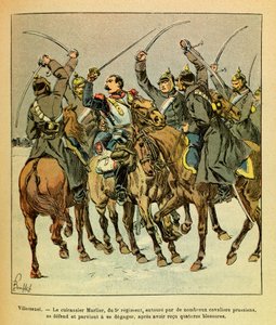 Tijdens de Slag bij Villersexel, de slagschip Marlier van het 5e regiment omringd door de Pruisen door Louis Charles Bombled