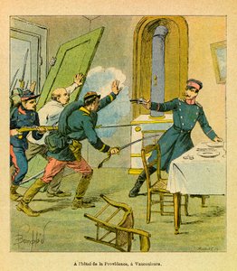Een Pruisische officier gevangen genomen door Franse motieven in Vaucouleurs door Louis Charles Bombled