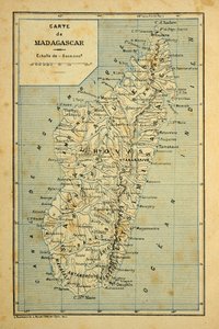 De oorlog in Madagaskar - Anecdotische geschiedenis van de Franse expedities van 1885-1895 door Henri Galli, geïllustreerd door Louis Bombled: Kaart van Madagaskar, privécollectie