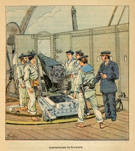 De oorlog in Madagaskar - Anecdotische geschiedenis van de Franse expedities van 1885-1895 door Henri Galli, geïllustreerd door Louis Bombled: Bombardement van Tamatave door de Franse marine, privécollectie door Louis Charles Bombled