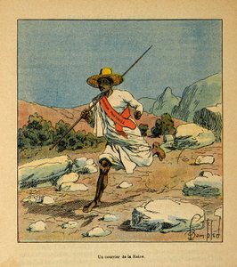 De oorlog in Madagaskar - Anecdotische geschiedenis van de Franse expedities van 1885-1895 door Henri Galli, geïllustreerd door Louis Bombled: Een koerier van koningin Ranavalona in 1895