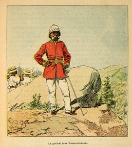 De oorlog in Madagaskar - Anecdotische geschiedenis van de Franse expedities van 1885-1895 door Henri Galli, geïllustreerd door Louis Bombled: Portret van generaal Hova Ramasombazaha door Louis Charles Bombled