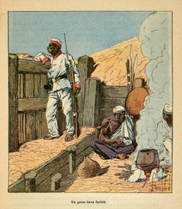 De oorlog in Madagaskar - Anekdotische geschiedenis van de Franse expedities van 1885-1895 door Henri Galli, geïllustreerd door Louis Bombled: Een post Hova versterkt