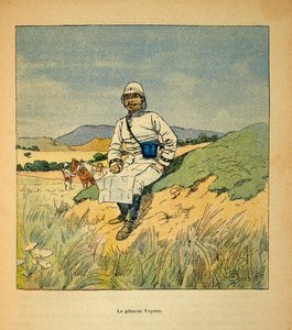 De oorlog in Madagaskar-Anekdotische geschiedenis van de Franse expedities van 1885-1895 door Henri Galli, geïllustreerd door Louis Bombled: Portret van generaal Voyron