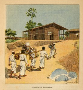 De Oorlog in Madagaskar-Anekdotische Geschiedenis van de Franse Expedities van 1885-1895 door Henri Galli, geïllustreerd door Louis Bombled: Een sanatorium in Nossi-Cumba in de 19e eeuw, gedeeltelijke collectie