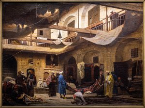 De tapijtenbazaar in Khan Khalil in Caïro